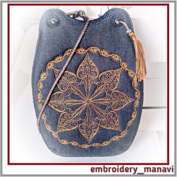 In the hoop Embroidery design Handbag with pattern mandala.