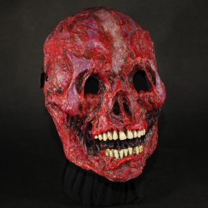 A skull mask of flesh, blood and muscle. halloween mask.