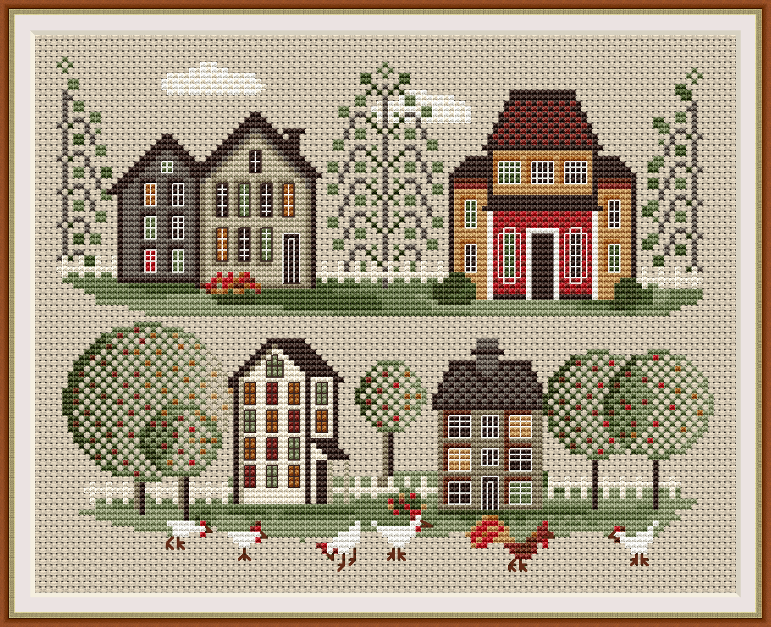 Cross Stitch Pattern Sampler Summer Village Embroidery Digital PDF File 173 cross-stitch-pattern-sampler-summer-village-embroidery-digital-pdf-file-173