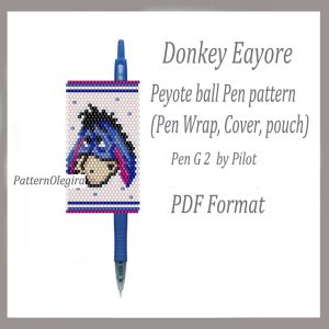 Handmade Marketplace 752 DONKEY EAYORE bead pattern PDF file Olegirabeadpatterns Beading patterns Bead cover pen Bead pen wraps Beading peyot