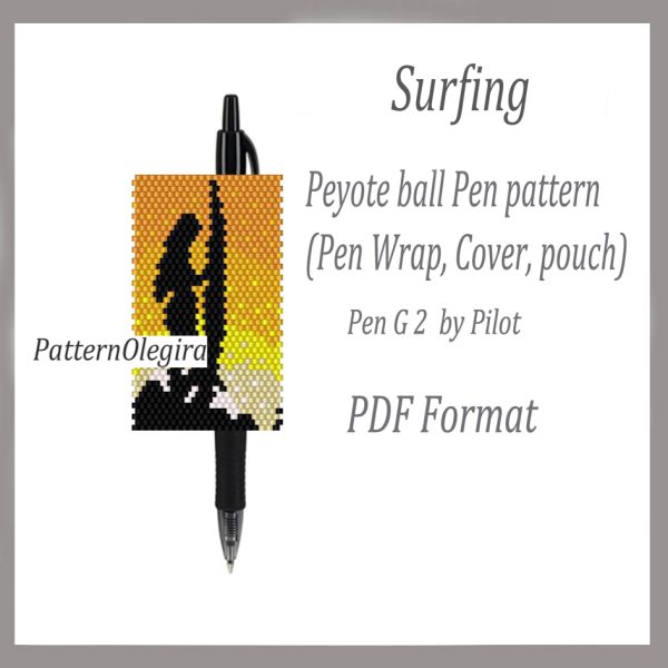 SURFING Bead pattern PDF file Bead pen wraps Bead cover pen Olegirabeadpatterns Beading patterns Beading cover pen Beading pen wraps