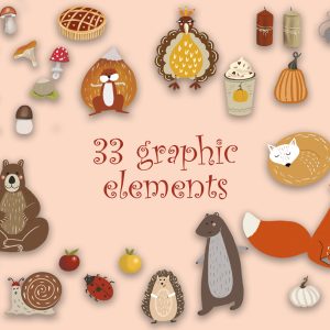 Pressed-leaves-thanksgiving-clipart-with-graphic-elements