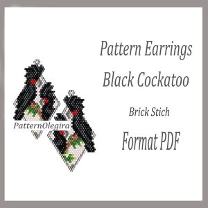 BLACK COCKATOO Earrings bead pattern PDF file