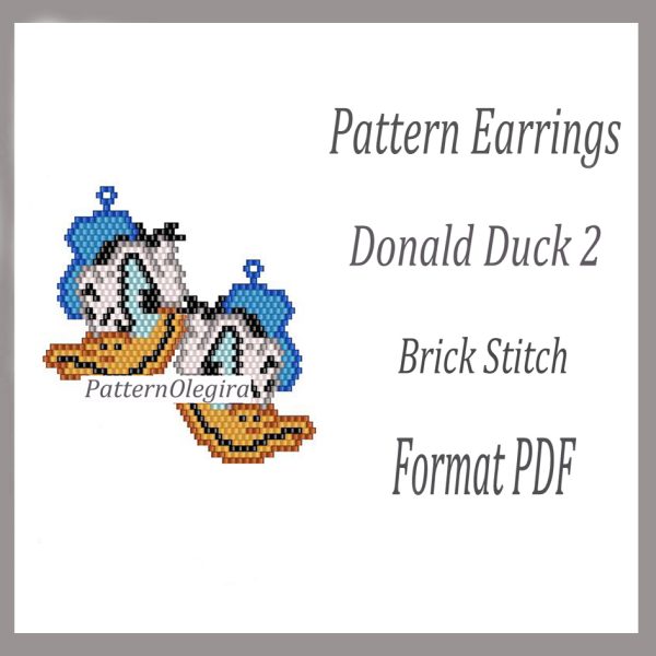 DONALD DUCK 2 Earrings bead pattern PDF file Brick stitch pattern Olegirabeadpatterns Beading patterns Beading earrings