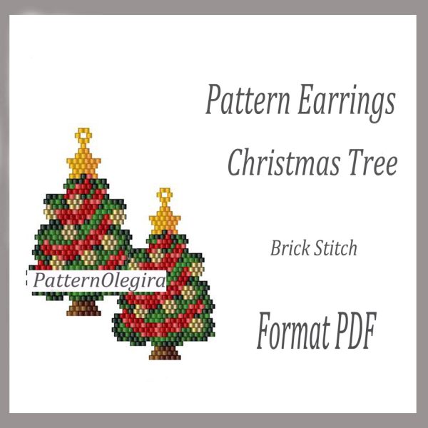 CHRISTMAS TREE Earrings bead pattern PDF file