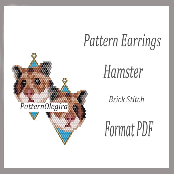 HAMSTER Earrings bead pattern PDF file