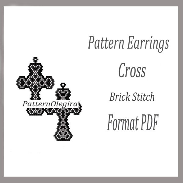 CROSS Earrings bead pattern PDF file Olegirabeadpatterns Beading patterns Beading earrings Cross patterns