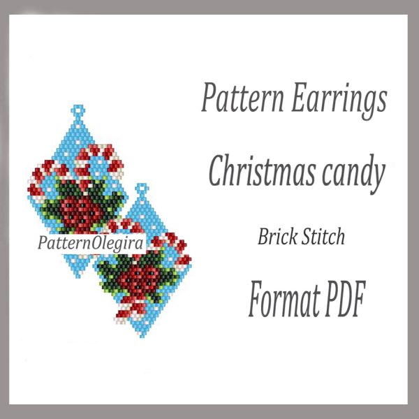 CHRISTMAS CANDY Earrings bead pattern PDF file
