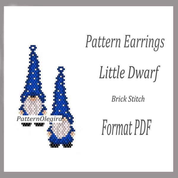 LITTLE DWARF Earrings bead patterns PDF file Olegirabeadpatterns Beading patterns Beading earrings Beading dwarfs