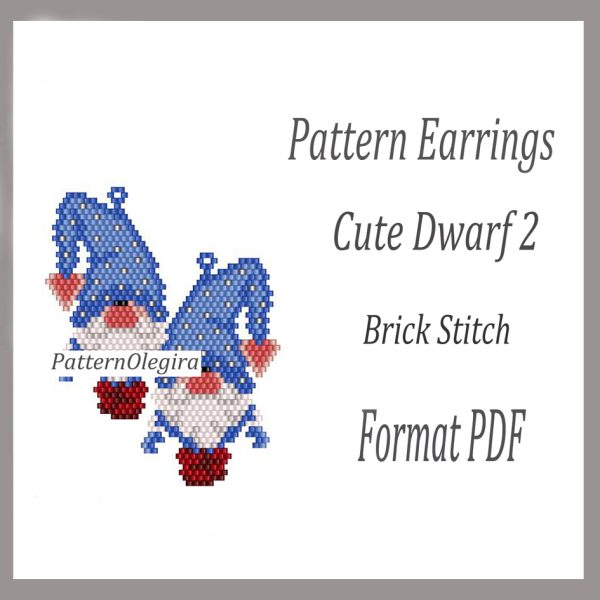 CUTE DWARF 2 Earrings bead pattern PDF file