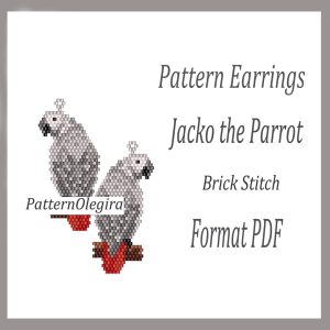 JACKO THE PARROT Earrings bead pattern PDF file