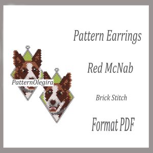 RED MCNAB DOG Earrings bead pattern PDF file