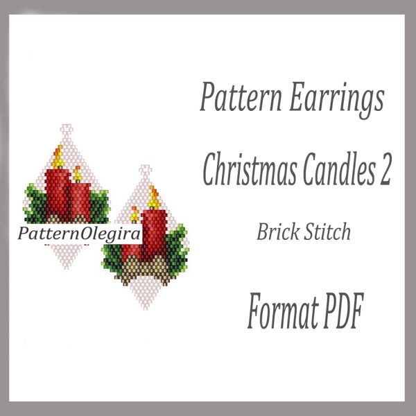 CHRISTMAS CANDLEAS 2 Earrings bead pattern PDF file