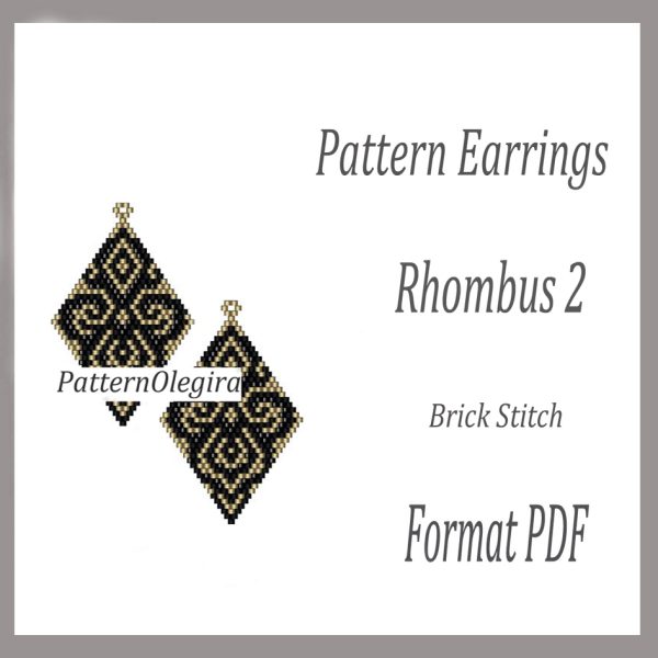 Rhombus earrings bead patterns PDF file Olegirabeadpatterns Beading patterns Beading earrings