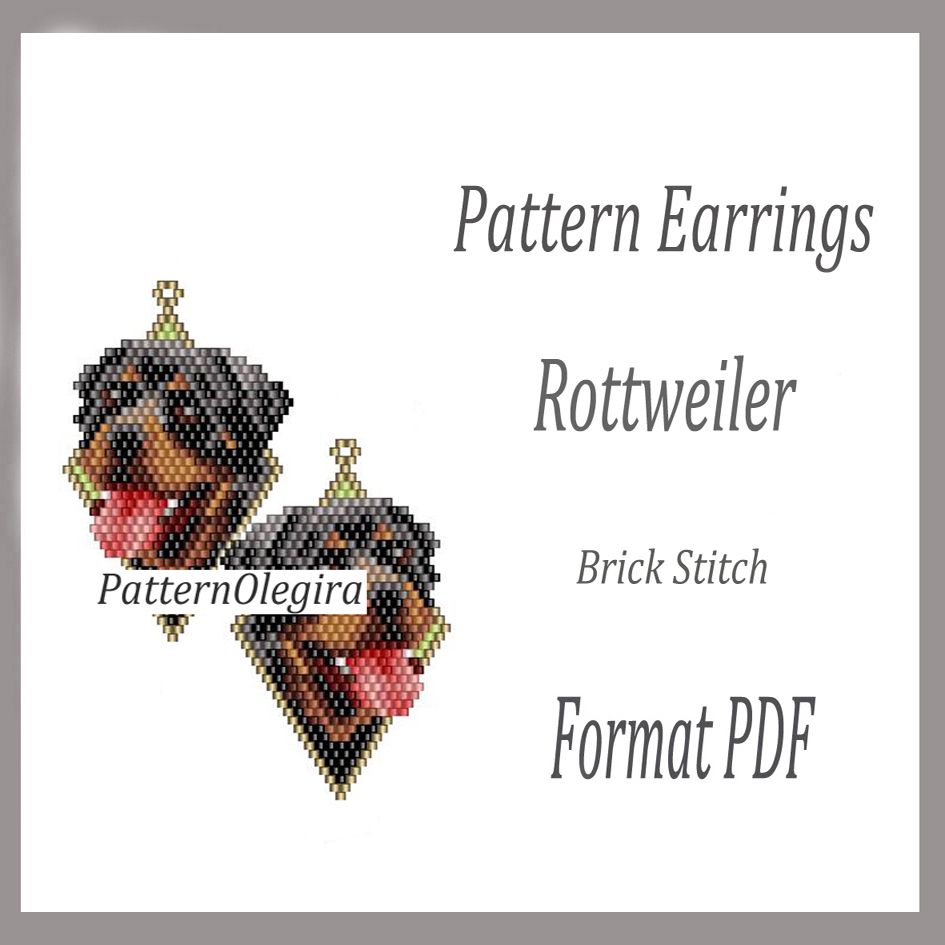 Dog 38 beading earrings Bead pattern dog Olegirabeadpatterns