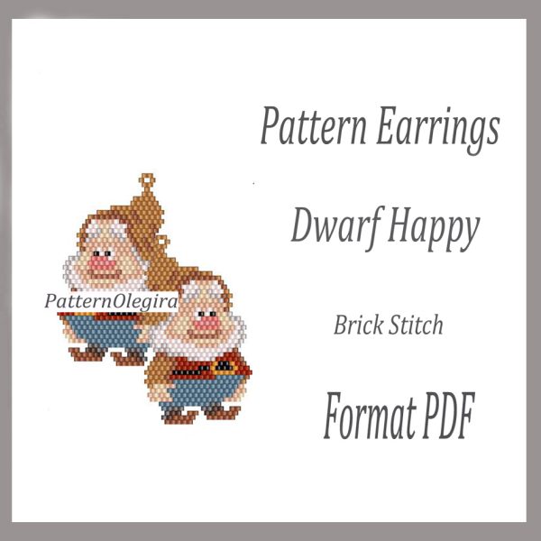 Dwarf Happy Earrings bead pattern PDF file Olegirabeadpatterns Beading patterns Beading earrings Beading dwarfs