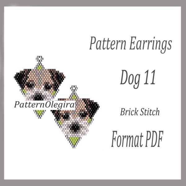 DOG 11 Earrings bead pattern PDF file