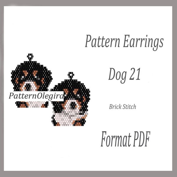 DOG 21 Earrings bead pattern PDF file Olegirabeadpatterns Beading patterns Beading earrings Beading dogs