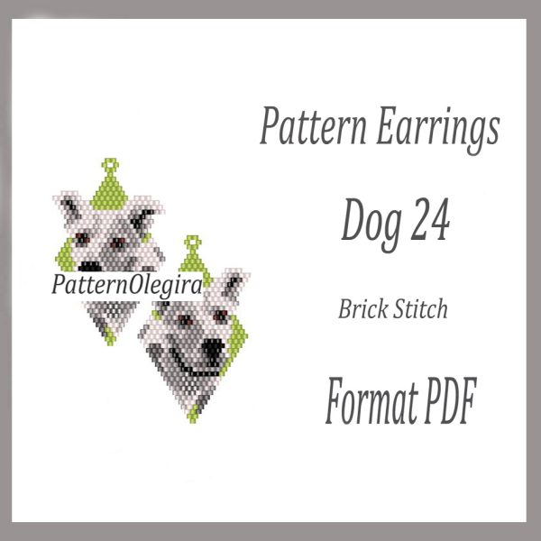 DOG 24 Earrings bead pattern PDF file Olegirabeadpatterns Beading patterns Beading earrings Beading dogs