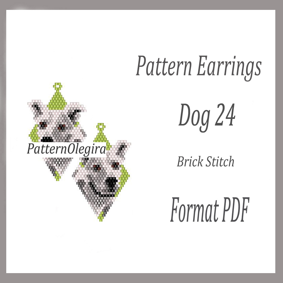 Dog 38 beading earrings Bead pattern dog Olegirabeadpatterns