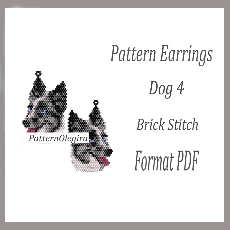 Dog 38 beading earrings Bead pattern dog Olegirabeadpatterns