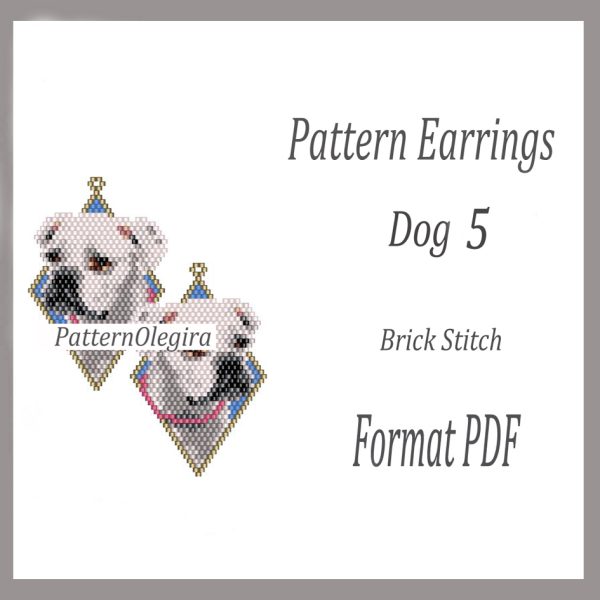 DOG 5 Earrings bead pattern PDF file Olegirabeadpatterns Beading patterns Beading earrings Beading dogs