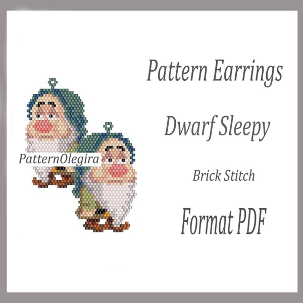 Dwarf Sleepy Earrings bead pattern PDF file Olegirabeadpatterns Beading patterns Beading earrings Beading dwarfs