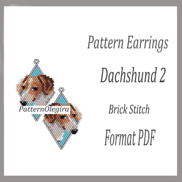DACHSHUND 2 Earrings bead pattern PDF file Olegirabeadpatterns Beading patterns Beading earrings beading dogs