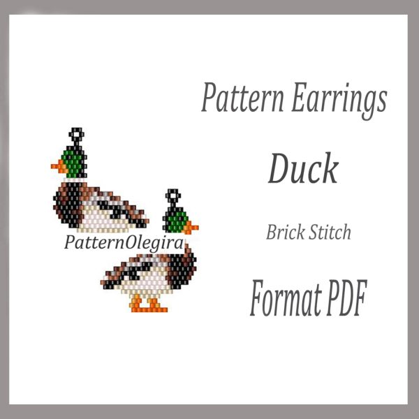 DUCK Errings bead pattern PDF file Olegirabeadpatterns Beading patterns Beading earrings Beading Duck