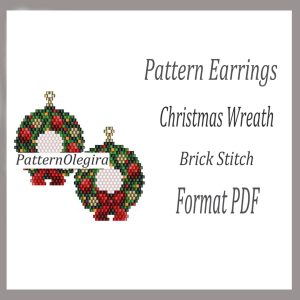 CHRISTMAS WREATH Earrings bead pattern PDF file