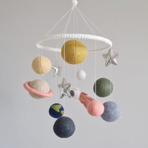 Space nursery mobile with planet solar system