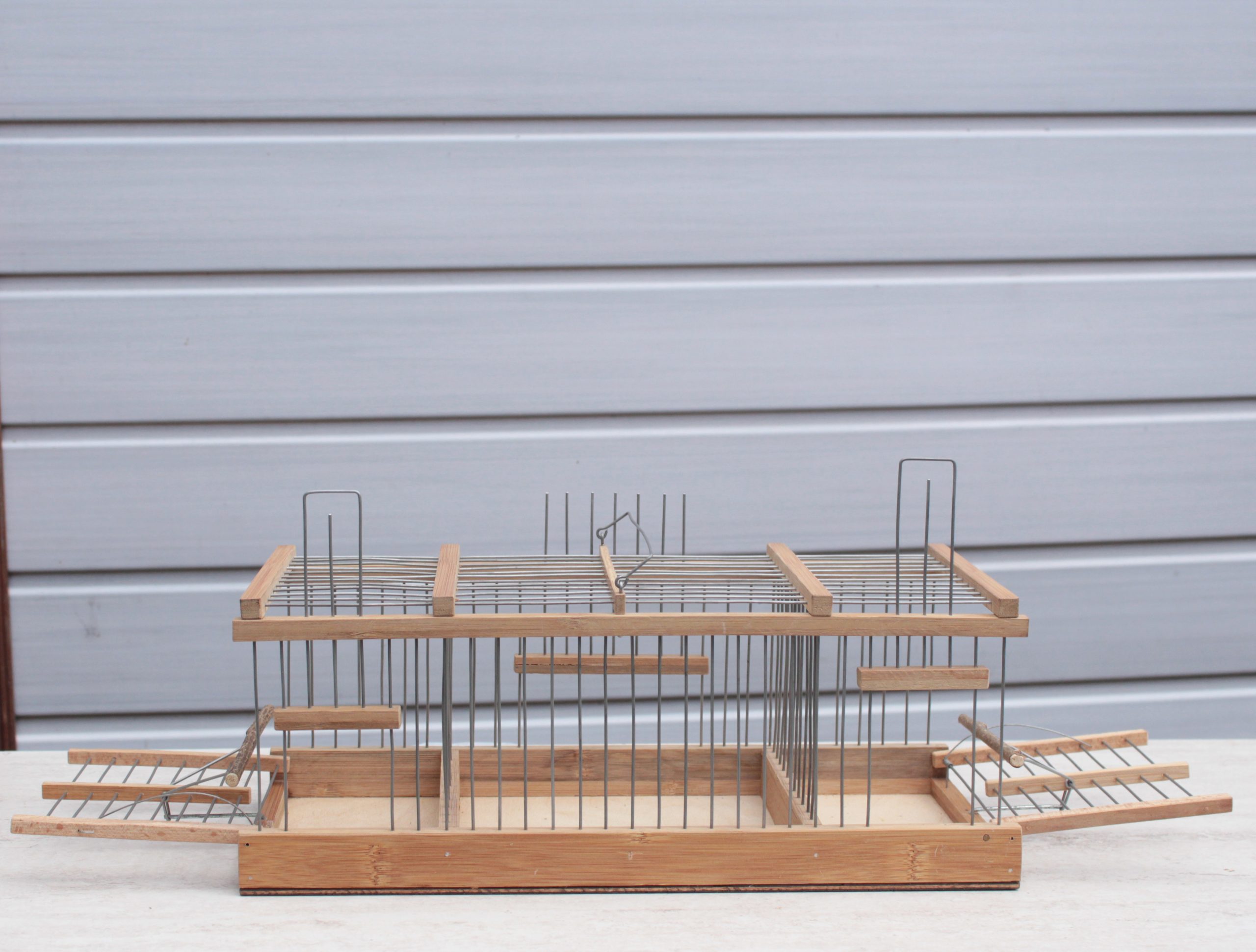 Wooden Bird Cage with two trap Precision Handcrafted 2 traps