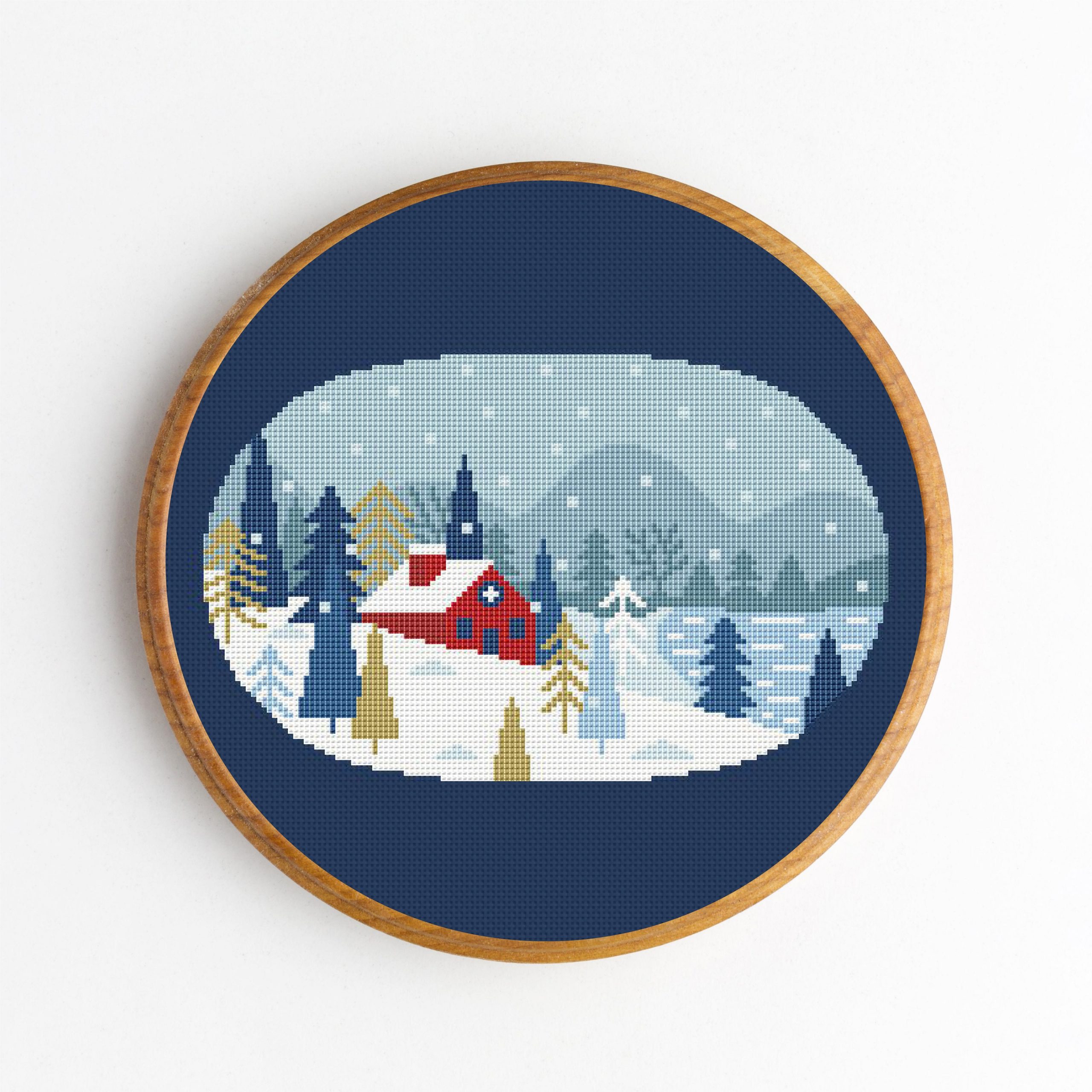 Winter Landscape Cross Stitch Pattern PDF Christmas