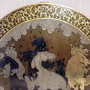 Horses Antique Soviet Painting.Vintage Russian Engraving on Steel