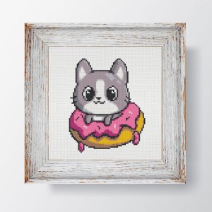 Cute donut cat cross stitch pattern PDF