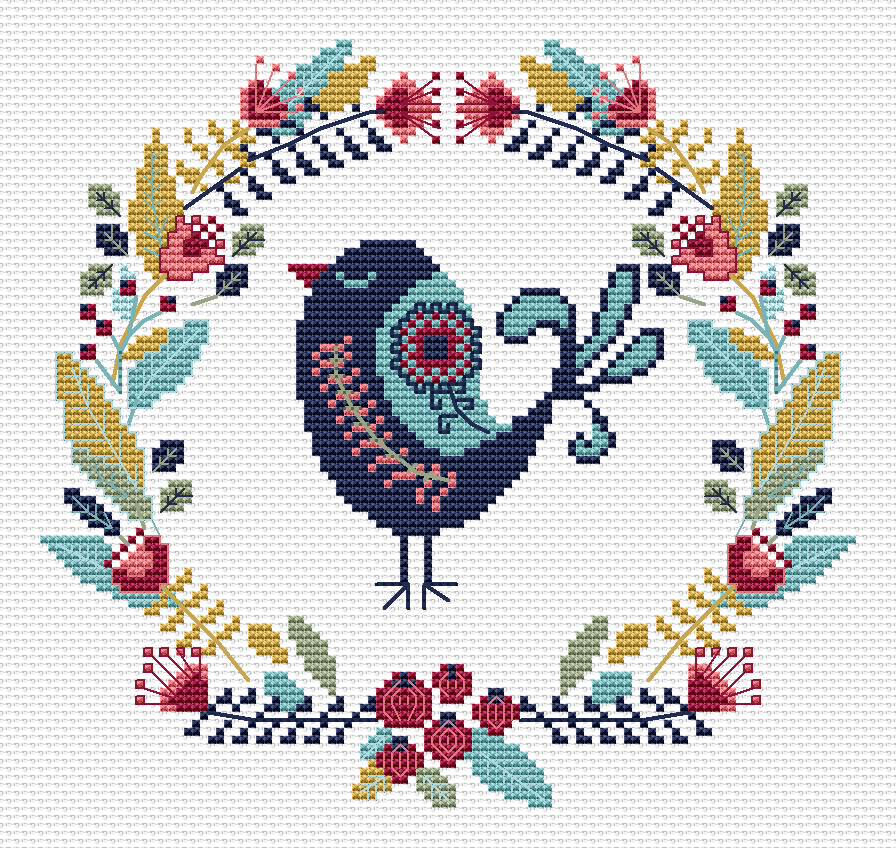 Pretty Bird Cross Stitch Pattern - Stitched Modern