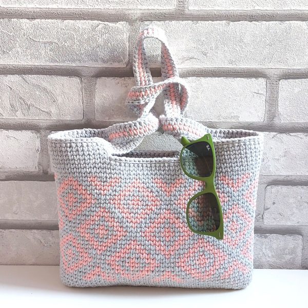 Cotton handles tote bag with boho print