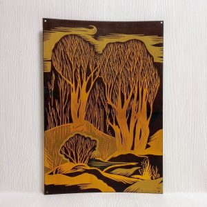 Vintage Russian Painting. Engraving on Steel. Soviet Engraving