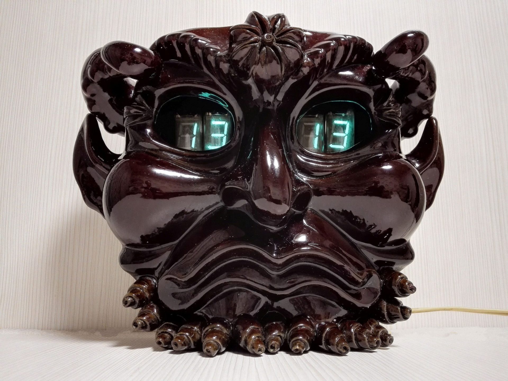 Soviet Antique Сlock Devils Head. Ceramic Electronic Clock USSR 3 Soviet Antique Сlock Devils Head. Ceramic Electronic Clock USSR - Image 3