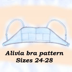 Lace up bra pattern, Lily, Sizes 24-28, Foam cup bra pattern