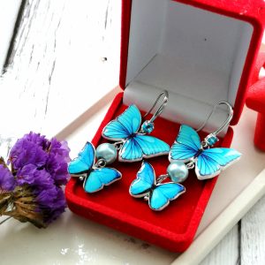 1 Air earrings – butterflies. Flying butterflies. Free shipping.