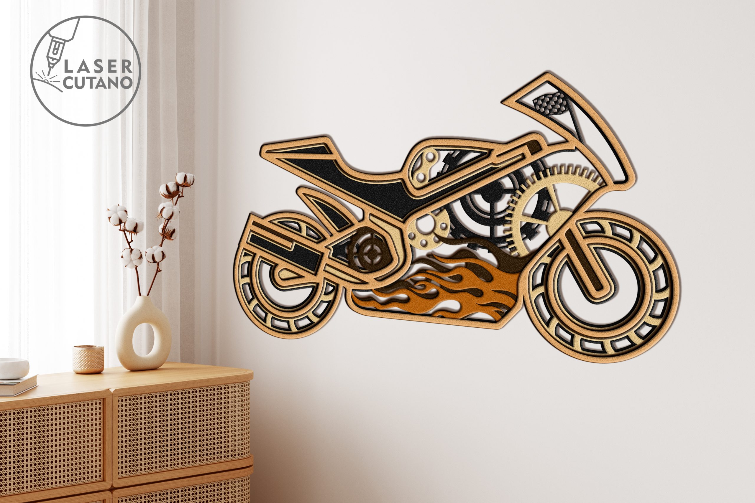 Orologio moto svg,Scooter Svg,Arte murale moto,Live Love Ride,Arredamento  moto,Regalo per lui,Legno tagliato al laser,File CNC,Orologio svg WCM-224 -   Italia