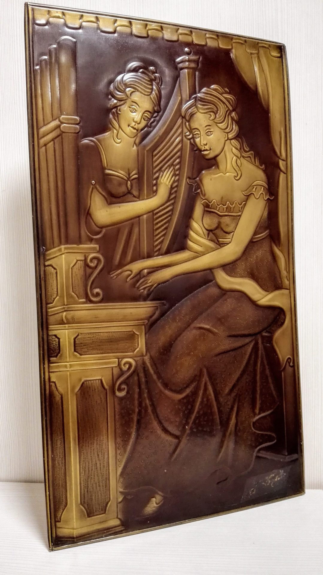 Vintage Soviet Copper Embossed Picture.Antique Wall Loft Decor 2 Vintage Soviet Copper Embossed Picture.Antique Wall Loft Decor - Image 2