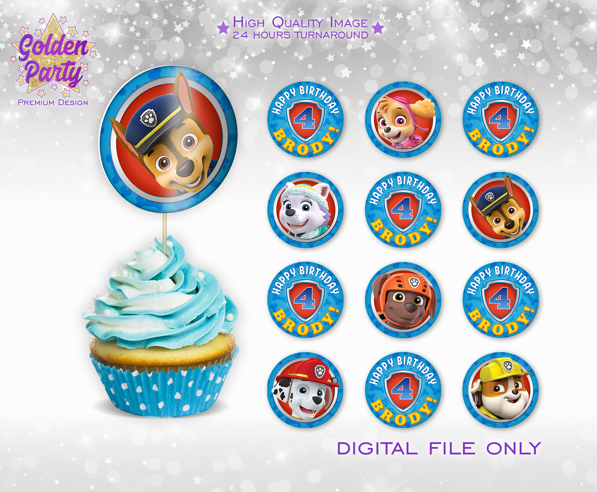 Paper & Party Supplies Paw Patrol Cupcake Toppers Paw Partol Cupcake ...