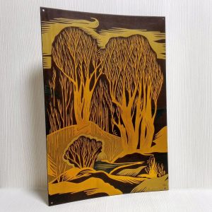 Vintage Russian Painting. Engraving on Steel. Soviet Engraving