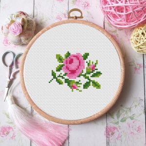 Pink rose cross stitch
