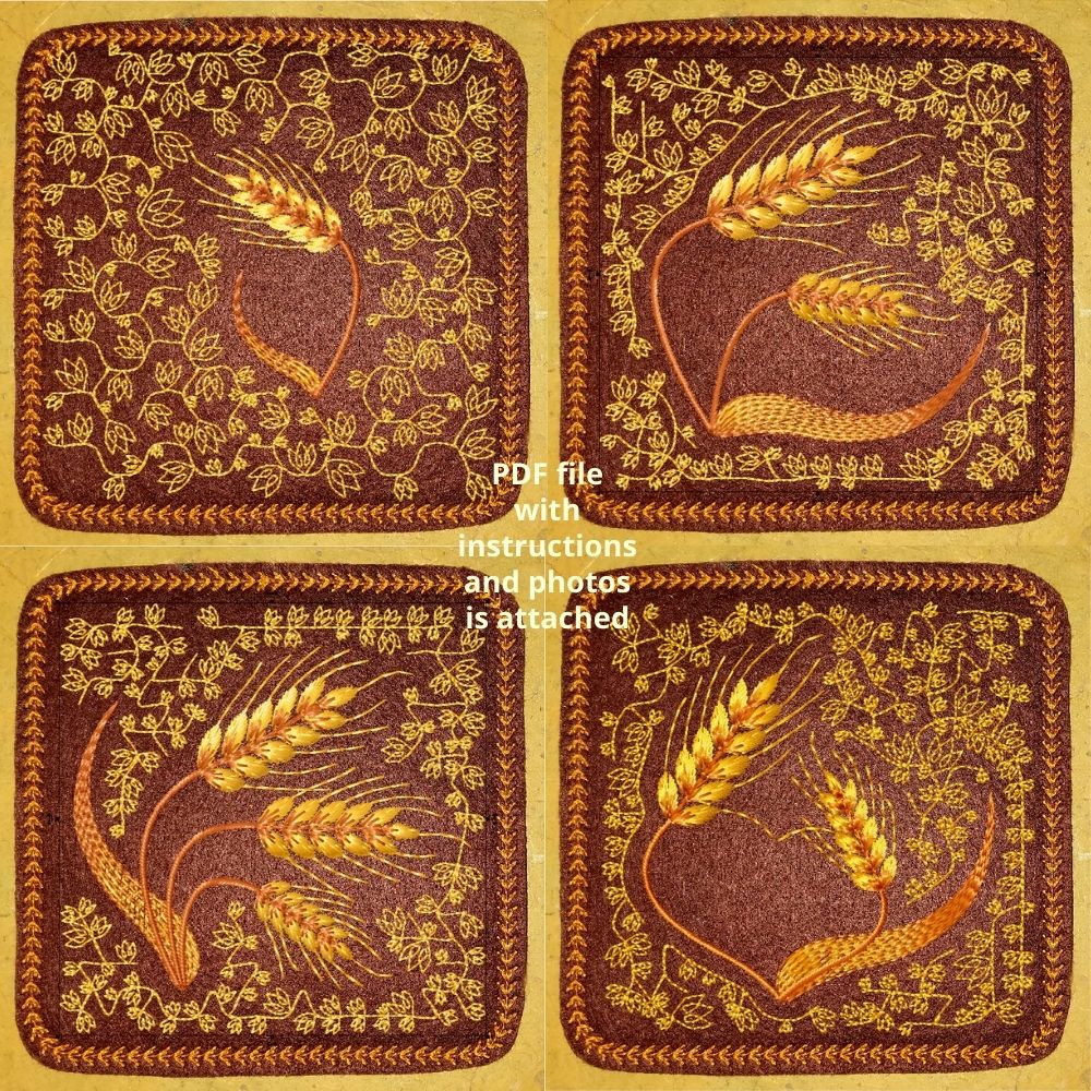 Machine Embroidery Design ITH - Playing Cards Coasters and Mugrug set