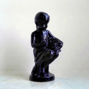 Soviet Vintage Cast Iron Statuette Embroiderer. Figurine Girls
