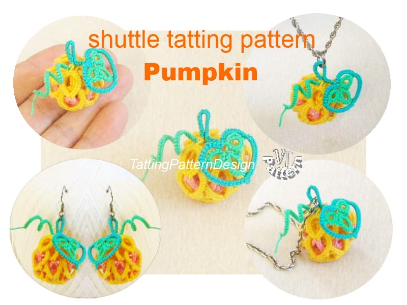 Pumpkin-3D, PDF Tatting pattern, Halloween, Digital Download - Crealandia