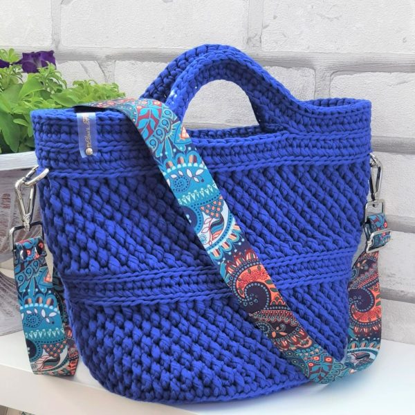 Cotton hand-woven tote bag with boho strapwi